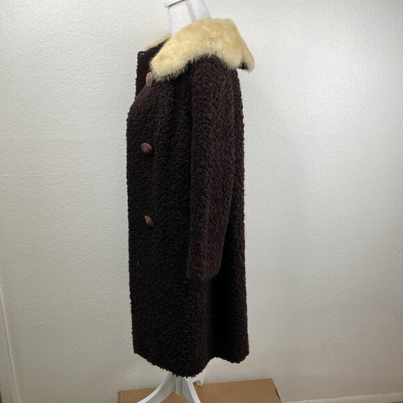Fisher's Lincoln Park Coat Brown Sz M/L Fur Collar 3/4 Sleeves Union Outlander - Picture 8 of 15
